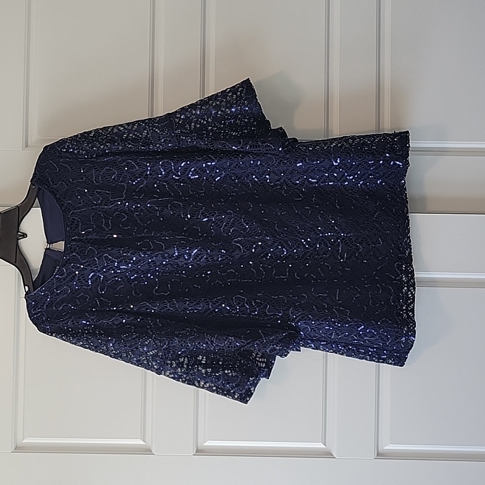 Amy Byer Navy lace sequin formal dress